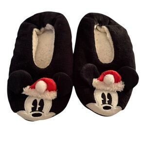 Disney Mickey Mouse Holiday Slippers – Small/Medium Santa Hat Black Cozy House S